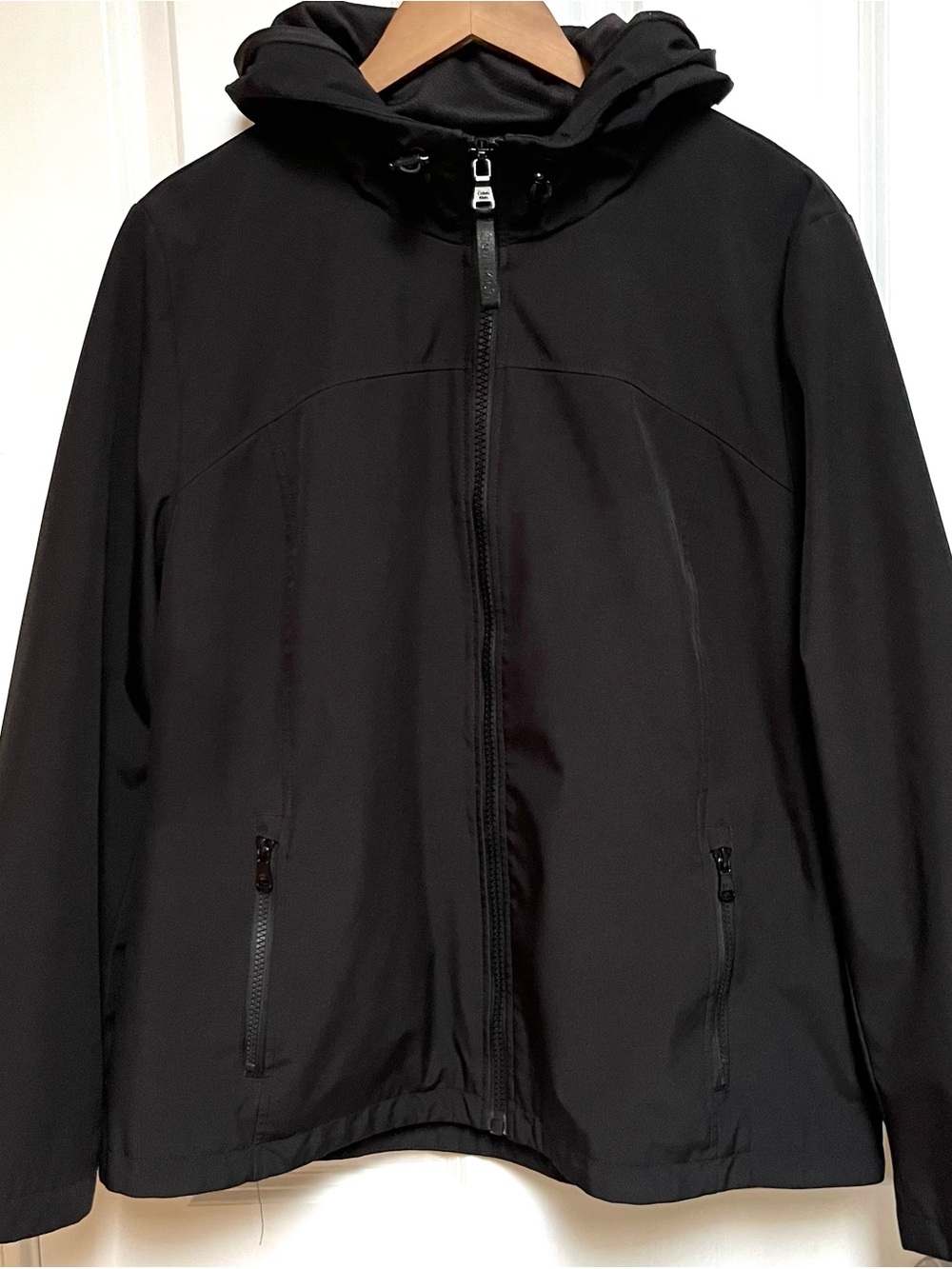 CALVIN KLEIN Shell Hooded Raincoat 
Black - Size - XL - Fall/Winter Outerwear